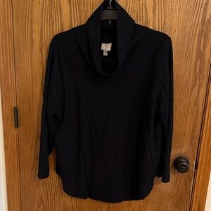 St. John's Bay Black Ribbed Cowl Neck Sweater